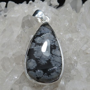 Colgante obsidiana nevada y plata