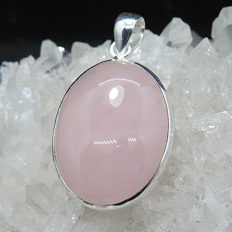 Colgante cuarzo rosa y plata