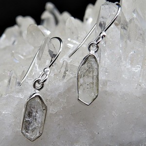 Pendientes diamante Herkimer y plata