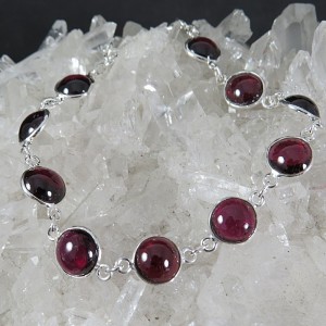 Pulsera joyería en plata granate y plata