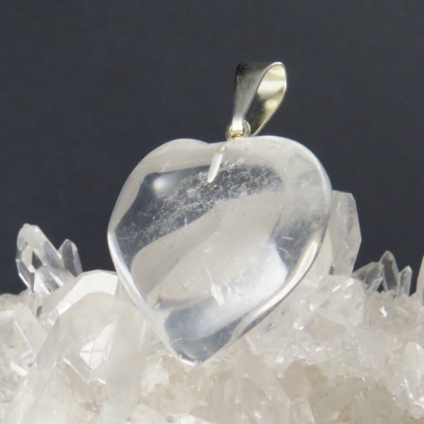 Colgante corazón cuarzo cristal de roca y plata