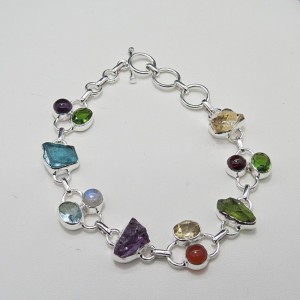 Pulsera joyería en plata con piedras semipreciosas