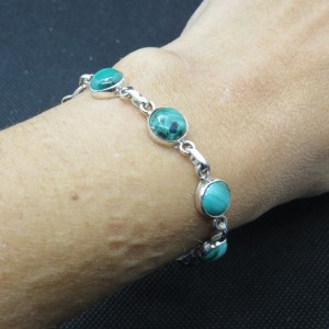 Pulsera joyería en plata malaquita y plata