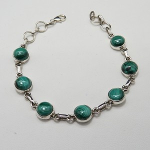 Pulsera joyería en plata malaquita y plata