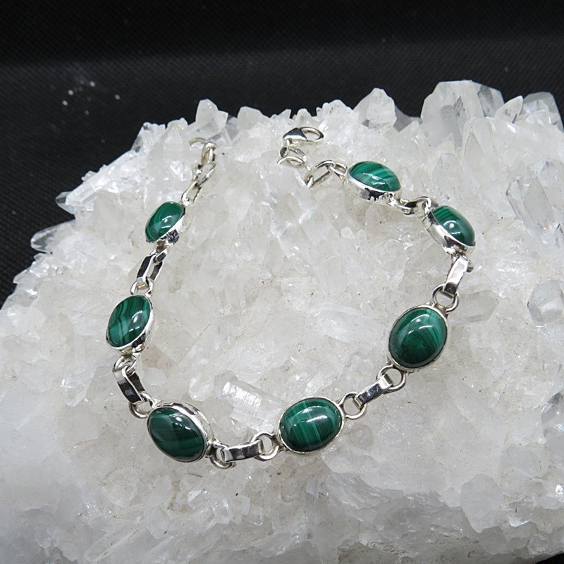 Pulsera joyería en plata malaquita y plata