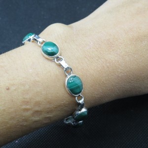 Pulsera joyería en plata malaquita y plata