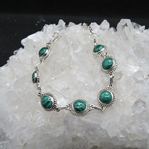 Pulsera joyería en plata malaquita y plata