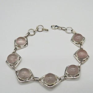 Pulsera joyería en plata cuarzo rosa