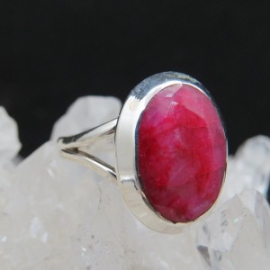 Anillo rubí y plata