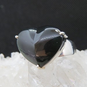 Anillo obsidiana arco iris y plata