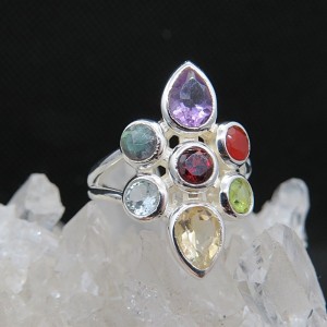 Anillo Siete Chakras y plata 925 mm