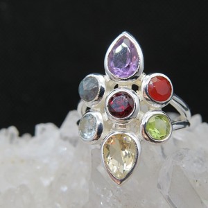 Anillo Siete Chakras y plata 925 mm