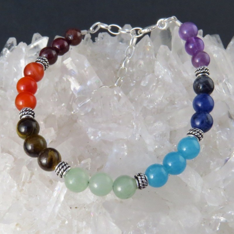 Pulsera siete chakras y plata Pulsera siete chakras y plata