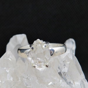 Anillo diamante Herkimer y plata