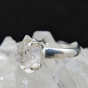 Anillo diamante Herkimer y plata