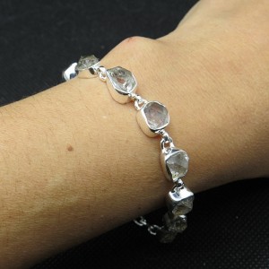 Pulsera joyería en plata diamante Herkimer