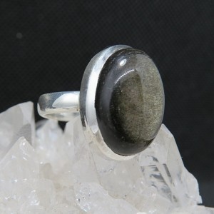 Anillo obsidiana dorada y plata