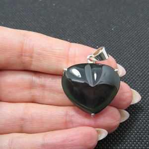 Colgante corazón obsidiana arco iris y plata