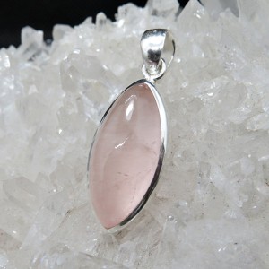 Colgante cuarzo rosa y plata