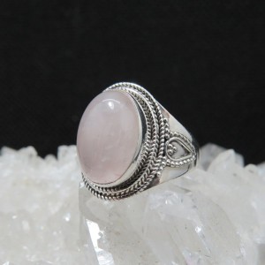 Anillo cuarzo rosa y plata