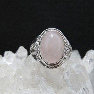 Anillo cuarzo rosa y plata