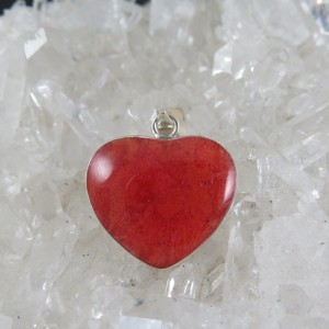 Colgante corazón coral y plata