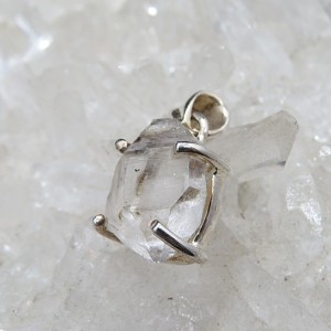 Colgante diamante Herkimer y plata