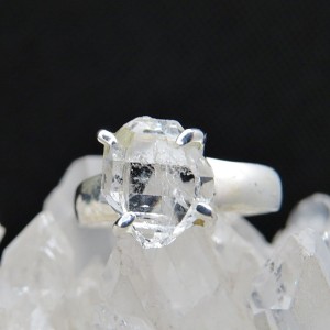 Anillo diamante Herkimer y plata