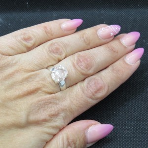 Anillo diamante Herkimer y plata