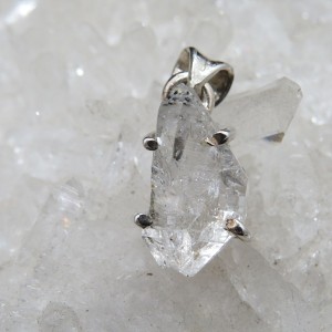 Colgante diamante Herkimer y plata