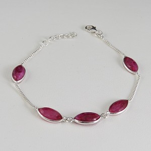 Pulsera joyería en plata de rubí