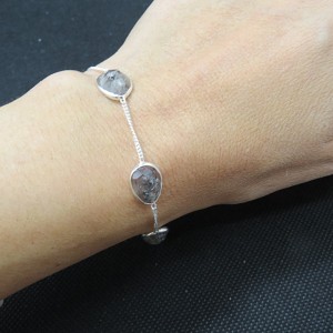 Pulsera joyería en plata cuarzo turmalinado