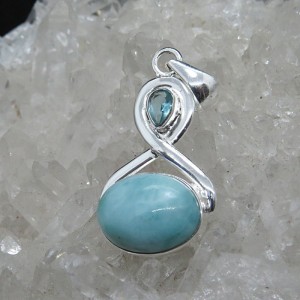 Colgante larimar, topacio y plata