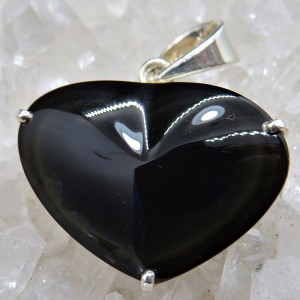 Colgante corazón obsidiana arco iris y plata