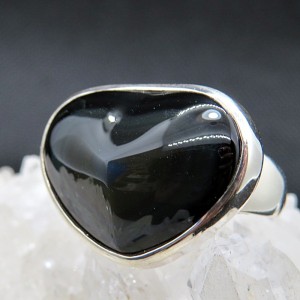 Anillo obsidiana arco iris y plata