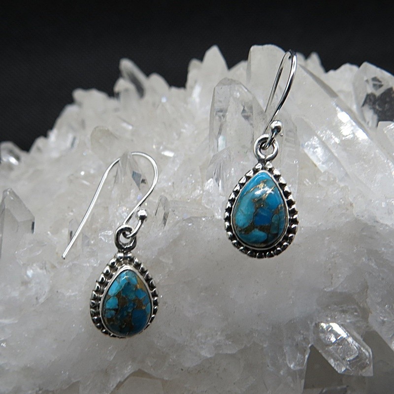 Pendientes turquesa azul cobre y plata