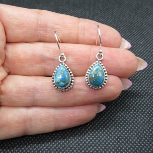 Pendientes turquesa azul cobre y plata