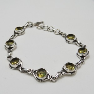 Pulsera joyería en plata de cuarzo citrino y plata 925 mm