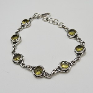 Pulsera joyería en plata de cuarzo citrino y plata 925 mm
