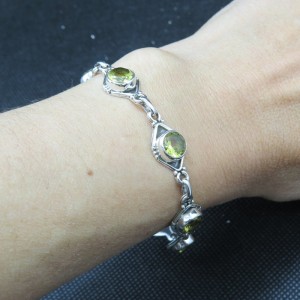 Pulsera joyería en plata de cuarzo citrino y plata 925 mm