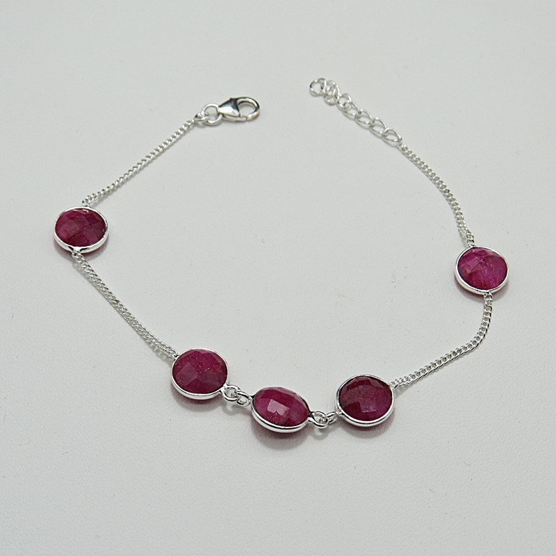 Pulsera joyería en plata de rubí