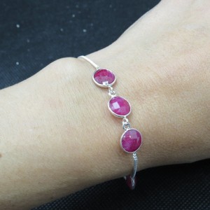 Pulsera joyería en plata de rubí