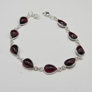 Pulsera joyería en plata granate y plata