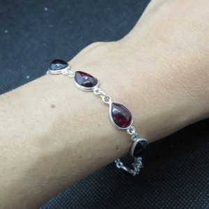 Pulsera joyería en plata granate y plata