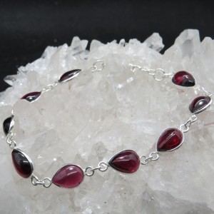 Pulsera joyería en plata granate y plata