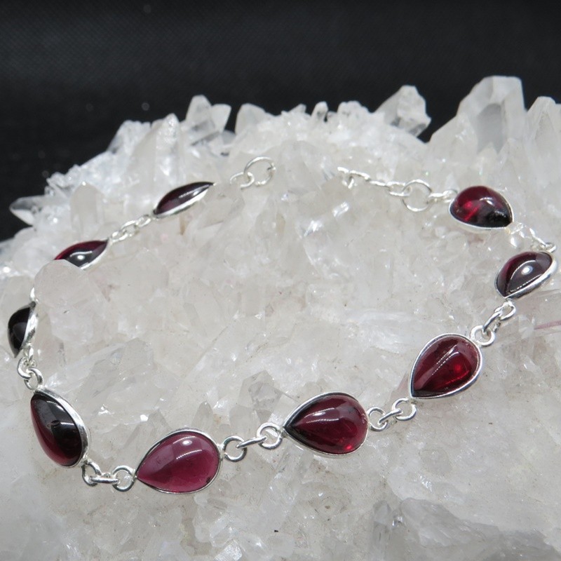 Pulsera joyería en plata granate y plata