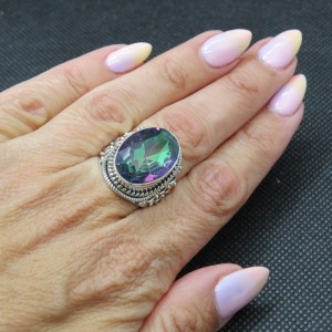 Anillo Topacio Místico y plata