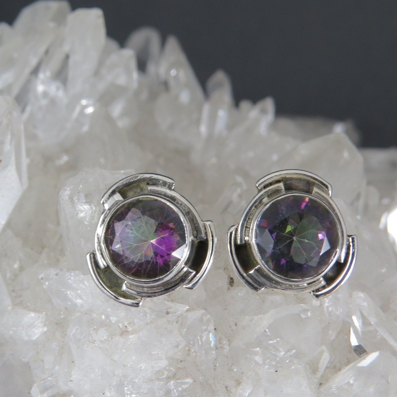 Pendientes topacio místico y plata