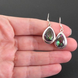 Pendientes topacio místico y plata