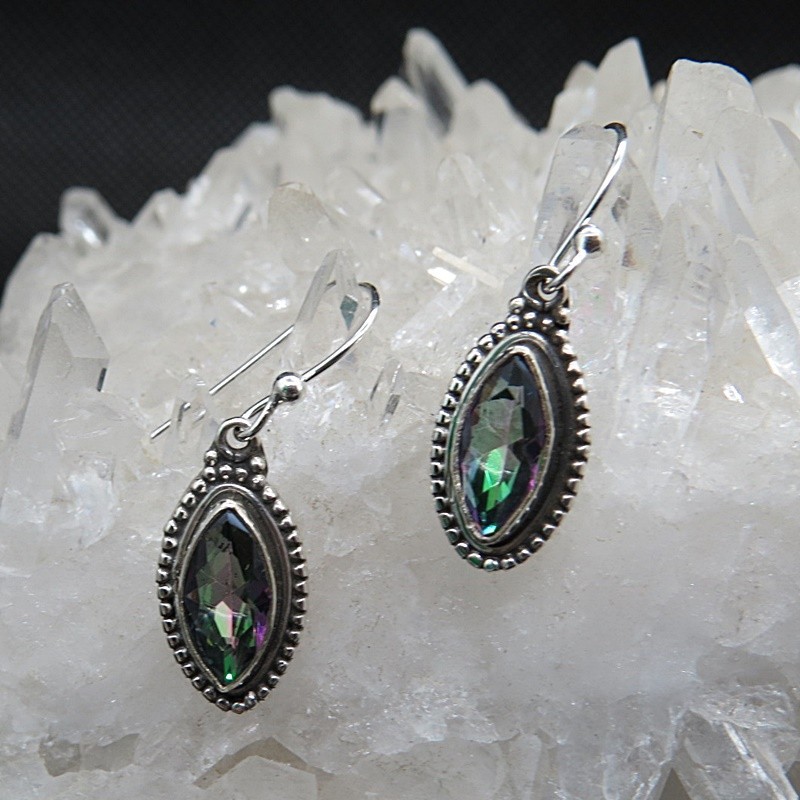 Pendientes topacio místico y plata